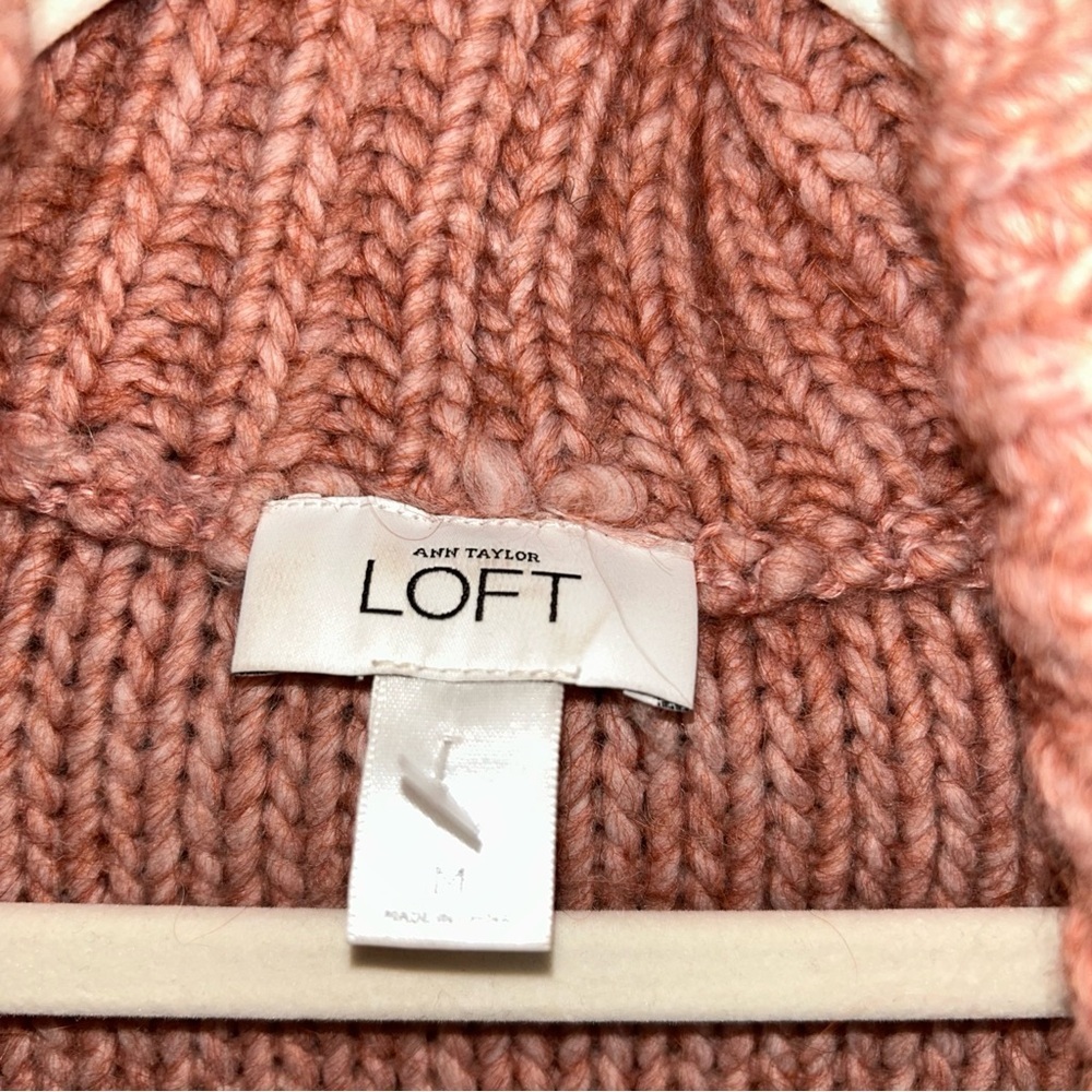 Ann Taylor dusty Rose wool blend Cable Knit Shaw collard Cardigan - Picture 4 of 4